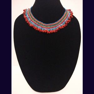 Red multi bead necklace